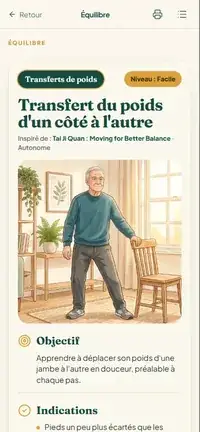 Une fiche d'exercice illustrée dans l'application